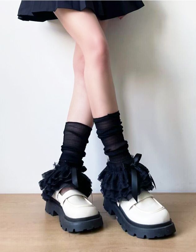 Гетри з мереживом та бантом | 265008-02-XX - A-SHOP