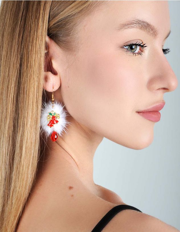 Сережки хутряні з дзвіночками | 255224-21-XX - A-SHOP