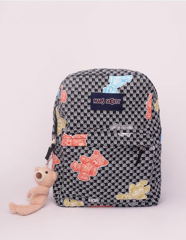 Рюкзак для міста з принтом та брелоком у вигляді ведмедика | 249825-02-XX - A-SHOP