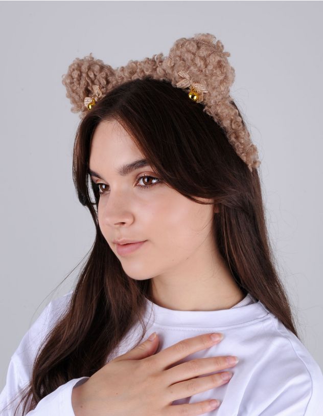 Обідок для волосся хутряний з бантами на вушках | 252769-22-XX - A-SHOP