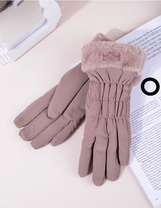 Рукавички  стьобані з хутром | 264328-39-XX - A-SHOP