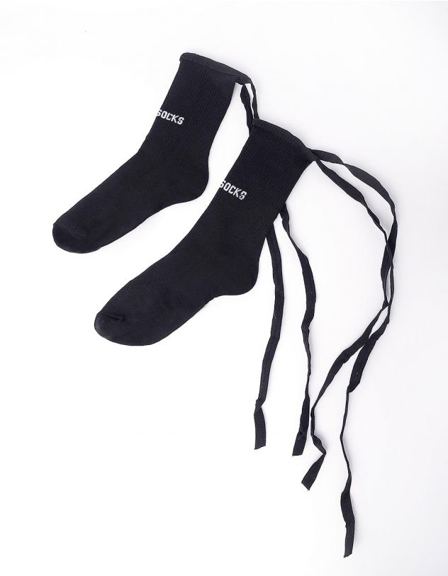Шкарпетки зі стрічками та написом | 250243-02-XX - A-SHOP