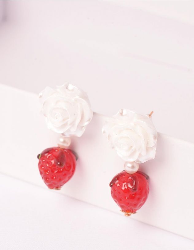 Сережки у вигляді троянди з полуницями | 249112-01-XX - A-SHOP