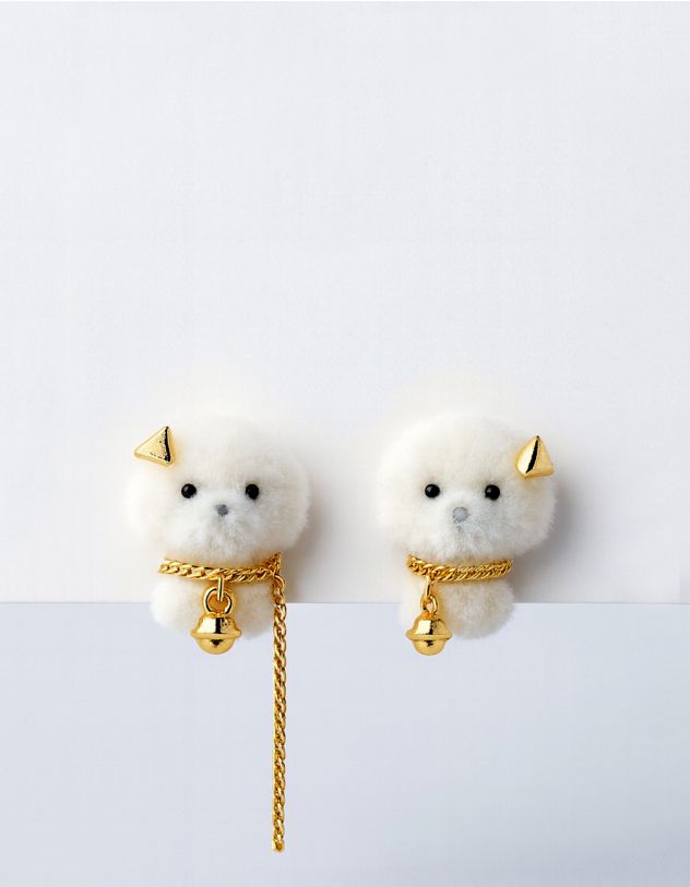 Сережки пусети у вигляді песика з ланцюжком | 263872-01-XX - A-SHOP