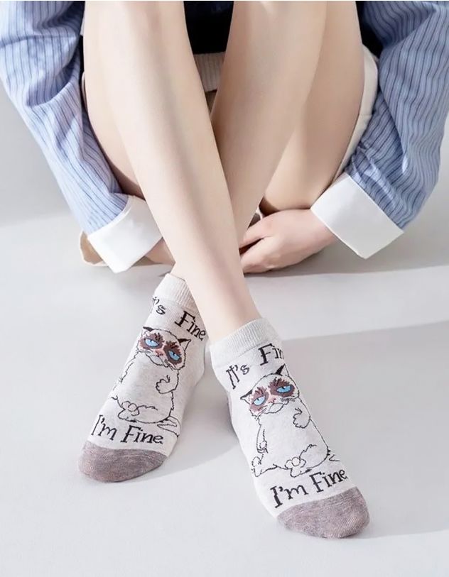 Шкарпетки з принтом котика | 264778-11-XX - A-SHOP