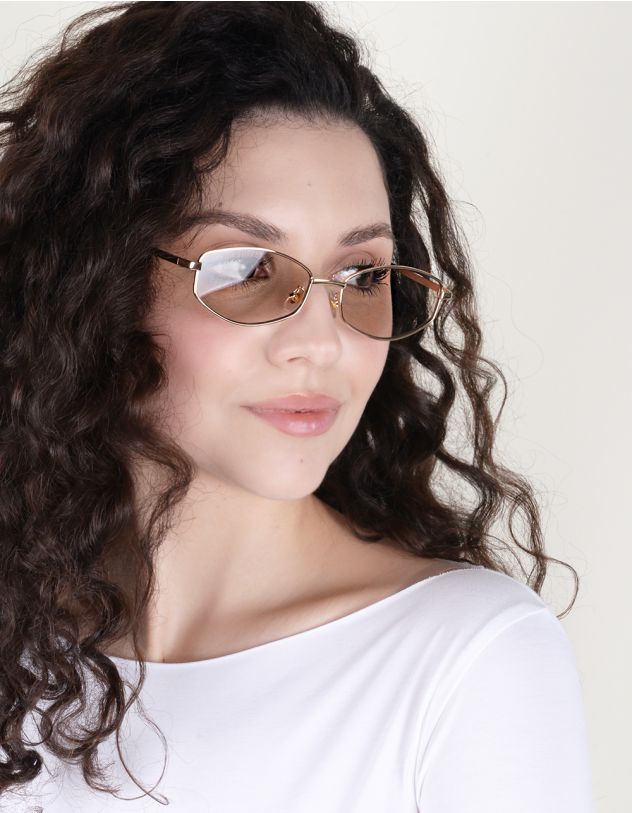 Окуляри сонцезахисні шестикутники з тонкими дужками | 262818-40-XX - A-SHOP