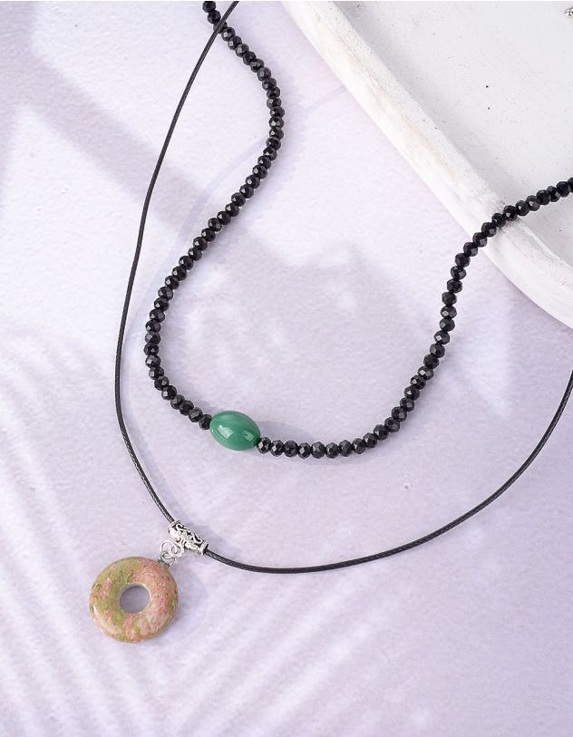 Підвіска на шию подвійна із бісеру з кулоном | 256323-20-XX - A-SHOP