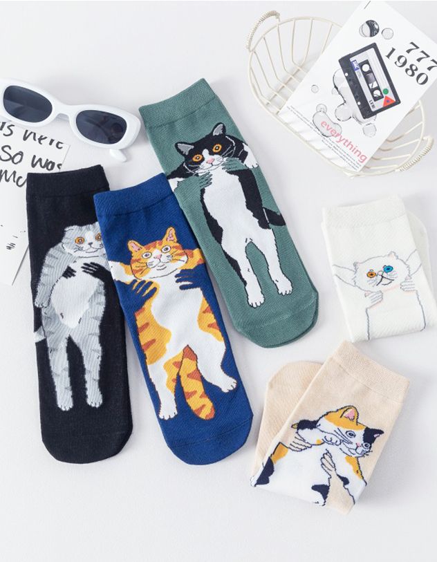 Шкарпетки з принтом кота | 265608-02-XX - A-SHOP
