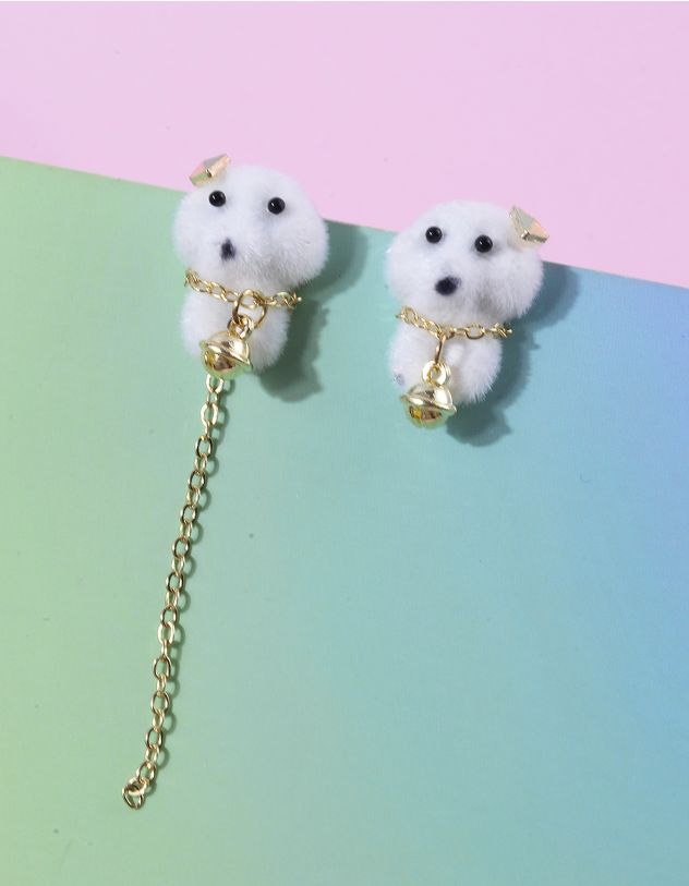 Сережки пусети у вигляді песика з ланцюжком | 263872-01-XX - A-SHOP